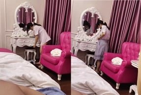 Alunas do sexo feminino de nível 2 se reuniram para se esconder da escola para ir ao motel para fazer sexo